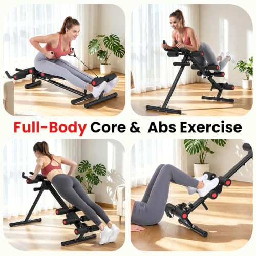 Adjustable Ab Workout Machine - 5-in-1 Home Gym Equipment - Black