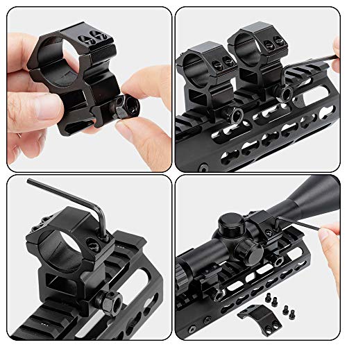 1 Inch High Profile Scope Rings - 2 Pcs Picatinny Mounts