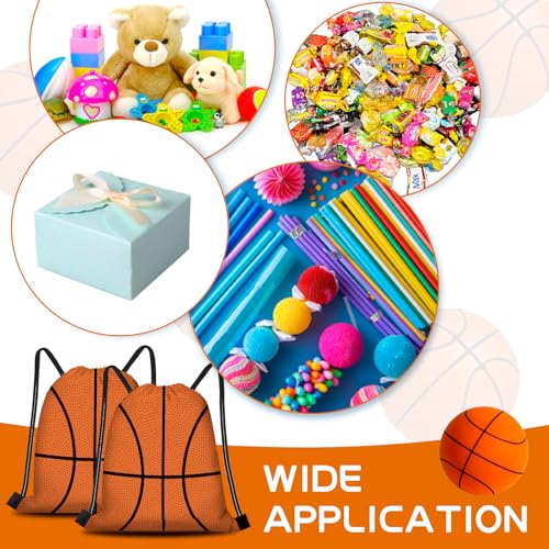 Basketball Gift Bags 16 Pack - Drawstring Sports Party Favor Bags for Basketball Fans