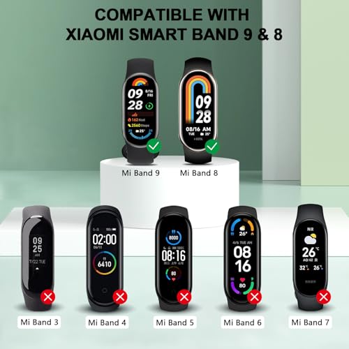 Silicone Wrist Strap for Xiaomi Smart Band 10/9/8 - 3-Pack Black