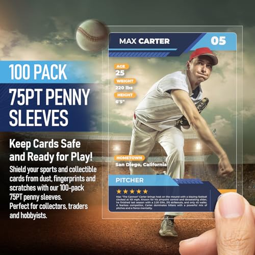 Premium Penny Sleeves for Trading Cards - 100 Count, 75PT