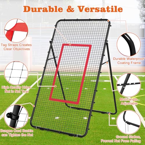 Adjustable Volleyball Rebounder Net 7x4 FT - Black