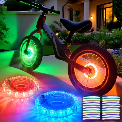 LOODIKA Color-Changing 2-Pack Rechargeable Bike Wheel Lights with Motion Sensor - 7-Color, Bright, Waterproof for Kids & Adults