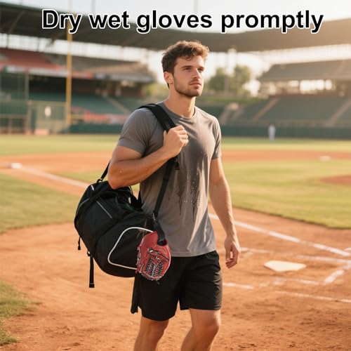 Adjustable Baseball Glove Clip Holder - PU Leather Sports Gear - Black, 2 Pack