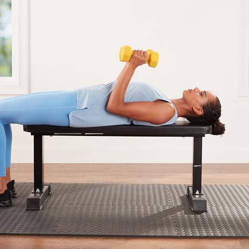 Flat Weight Bench for Home Gym - Sturdy Steel Frame, Black