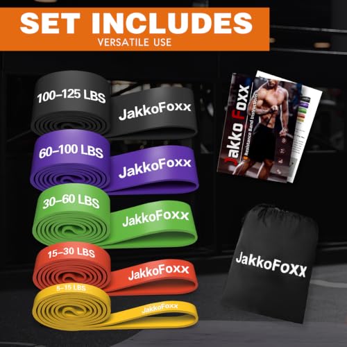 JAKKOFOXX Multicolor Resistance Bands Set (5-125 lbs) – Pull-Up, Stretching & Exercise Bands