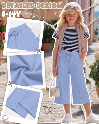 3 Pack Girls Wide Leg Capri Pants - Comfortable & Stylish