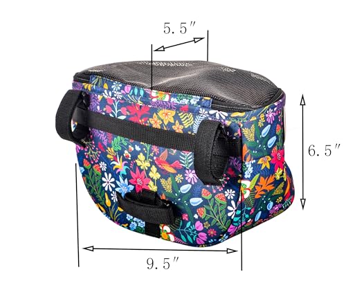 Kids Bike Basket - Durable Waterproof Handlebar Bag for Boys & Girls, Colorful Flower