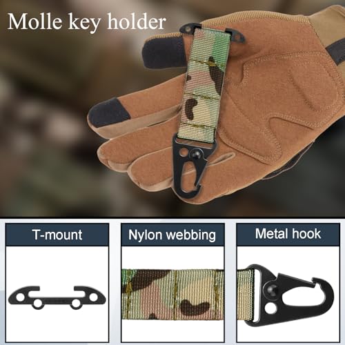 Tactical Molle Clips T-Mount Webbing Key Holder, 2 Pack Clash Hook