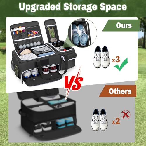 DSLEAF Black 2-Layer Golf Trunk Organizer for Car Storage, Men & Women