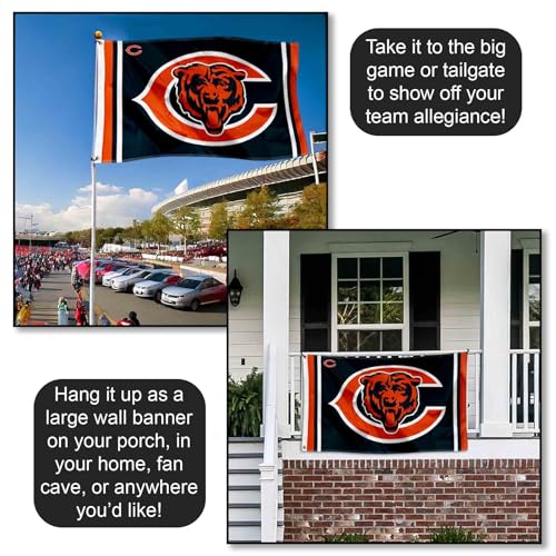 Chicago Bears Flag - 3ft x 5ft Polyester Banner with Grommets