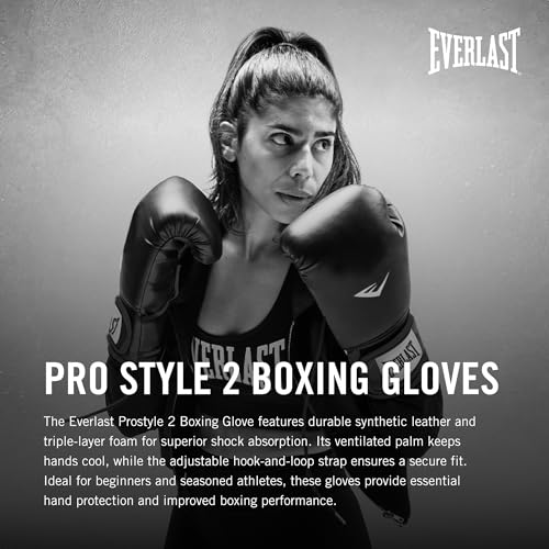 Everlast Prostyle 2 Youth Boxing Gloves - Black, Entry-Level Training Gear for Kids & Women