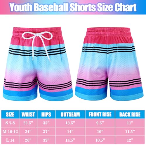 Funnysoft Baseball Mesh Shorts for Boys Small Multicolor - Crayon Mesh Shorts with Side Pocket