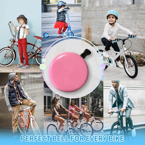 95dB Bike Bell for Cruisers - Rust-Proof Loud Ring Alarm - Pink