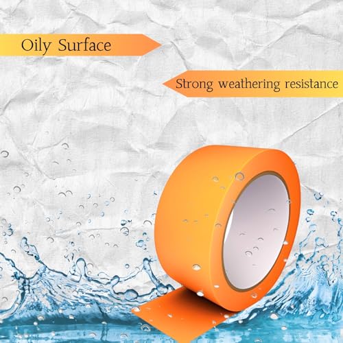 2 inch Orange Painters Tape,Wide Masking Washi Tape Bright Colours Easy to Remove Doesn't Seep Out Used for Marking Areas Covering Walls Tile Seam Getting Clean Crisp Lines 55 Yards
