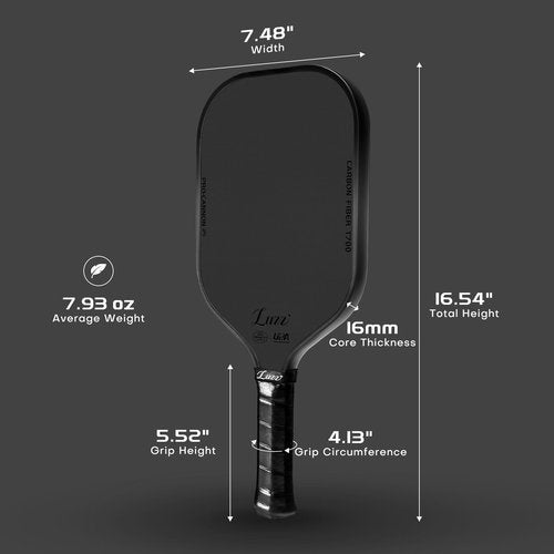 Luzz Pickleball Paddle, Thermoformed Cannon T700 Carbon Fiber Pickleball Paddles Friction Surface Exceptional Spin and Power 16mm Composite Pickle Ball Rackets for Players