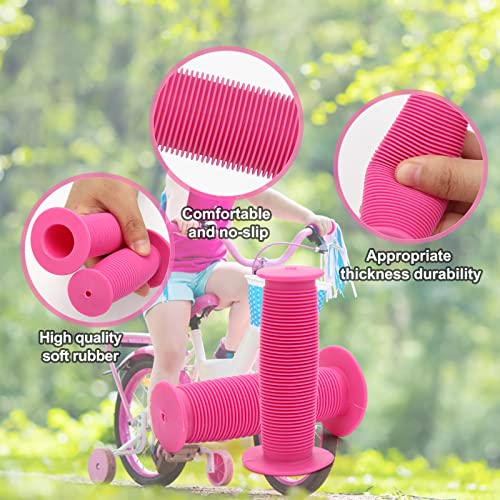 Kids Bike Grips - Soft Rubber Handlebar Grips for BMX & Toddler Bikes - Pink
