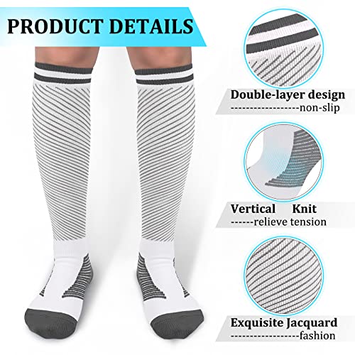 Large-X-Large Compression Socks 30-40mmHg Support for Women & Men Knee High Hiking Running