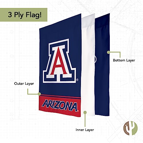Desert Cactus University of Arizona Garden Flag Blue A Double-Sided 3-Ply Outdoor Flag