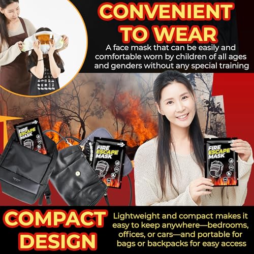 Emergency Fire Escape Smoke Face Cover Mask ? Home Essentials For Survival Rescue Device Protection with Moisture Barrier, Heat-Resistant Goggles, & Calming Extracts (Use it in case of fire)