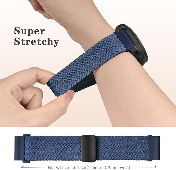 Nylon Elastic Woven Watch Band for Garmin Instinct 3 - Dark Blue