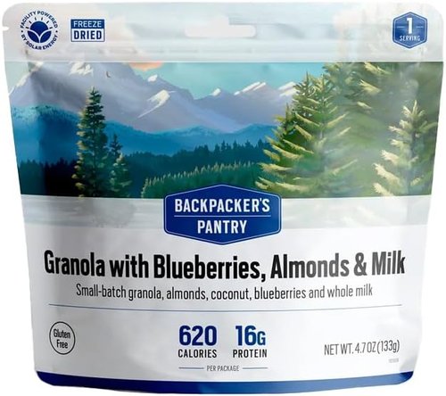 Backpacker's Pantry Granola - Blueberries, Almonds & Milk - 1 Serving Pouch for Outdoor Adventures