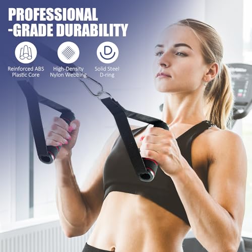 Heavy Duty Exercise Handles for Cable Machines - Black-Red