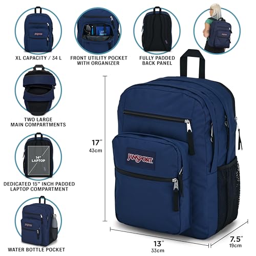 Michigan Wolverines Backpack with Padded 15-Inch Laptop Sleeve - Navy
