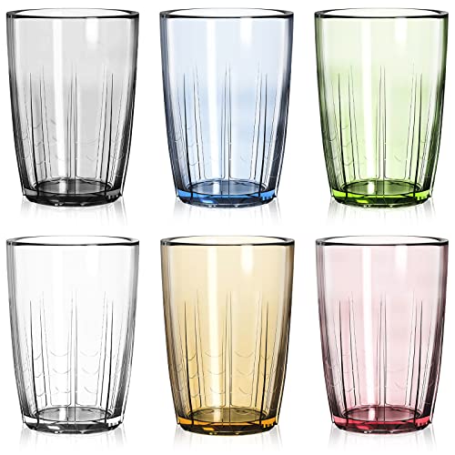 ZEAYEA 6-Pack 14 oz Acrylic Drinking Cups, Unbreakable Stackable Tumbler Set BPA-Free