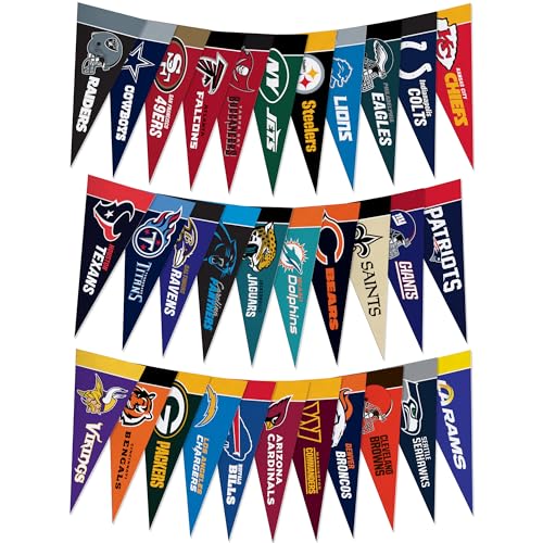 NFL Mini Pennant Set - 4" x 9" Felt Flags for All Teams