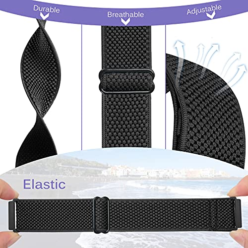 Elastic Bands for Fitbit Versa 2 - Adjustable Nylon Braided - Black, Gray & Indigo