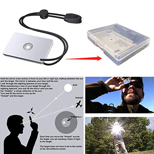 Military Grade Signal Mirror with Compass & Whistle - 3x2 inch