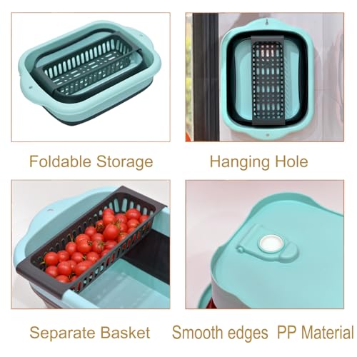 WMKJDS 11L Green Collapsible Dish Basin with Drain Plug - Portable Outdoor Sink