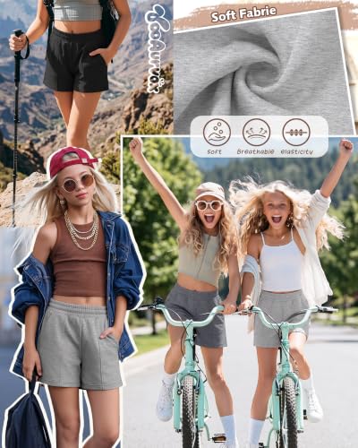Girls Athletic Shorts - 3 Pack, Stretchy & Breathable