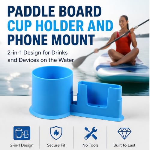 Covedot Blue 2-in-1 Paddle Board Cup Holder & Phone Mount