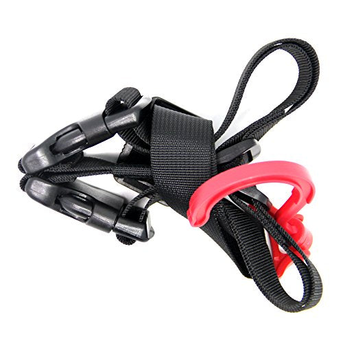Fishing Wader Boot Hanger with Adjustable Strap - Red Plastic Hook