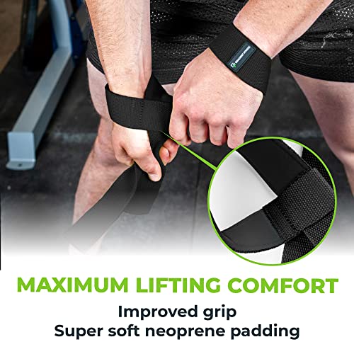 Padded Weight Lifting Straps for Deadlifts - Black - 20 Inch Pair