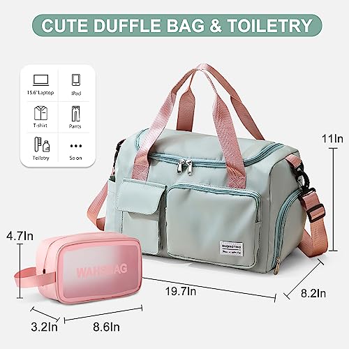 Small Gym Bag for Women - Travel Duffle with Shoe Compartment