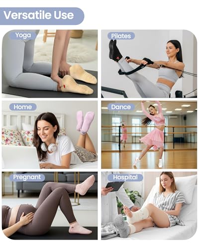 Grip Pilates Socks for Women - 6 Pairs Non-Slip Yoga Socks