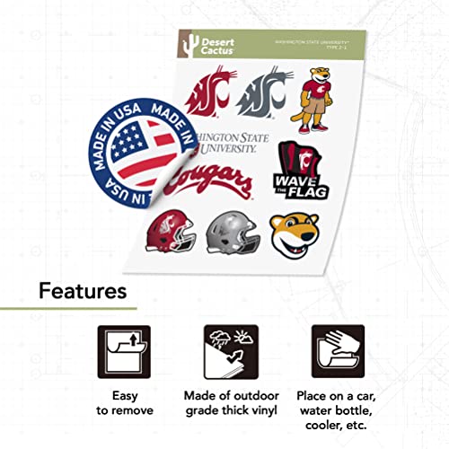 Washington State University Cougars Vinyl Decal Sticker - Student Fan Gift