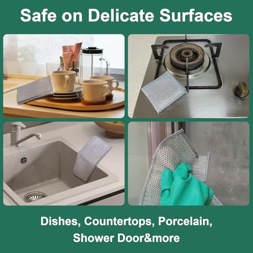 Wire Dishcloths - 24 Pack Reusable Cleaning Rags (7.87 x 7.87)