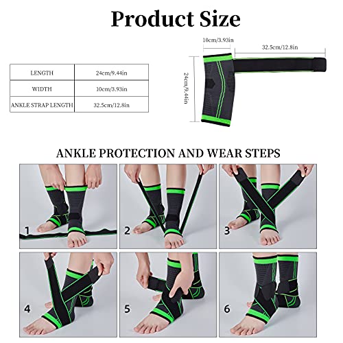 Ankle Support Brace - Elastic Compression Sleeve with Adjustable Wrap
