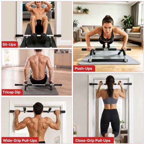 Pull Up Bar for Doorway - Heavy Duty Multi-Grip Exercise Bar - Classic Foam