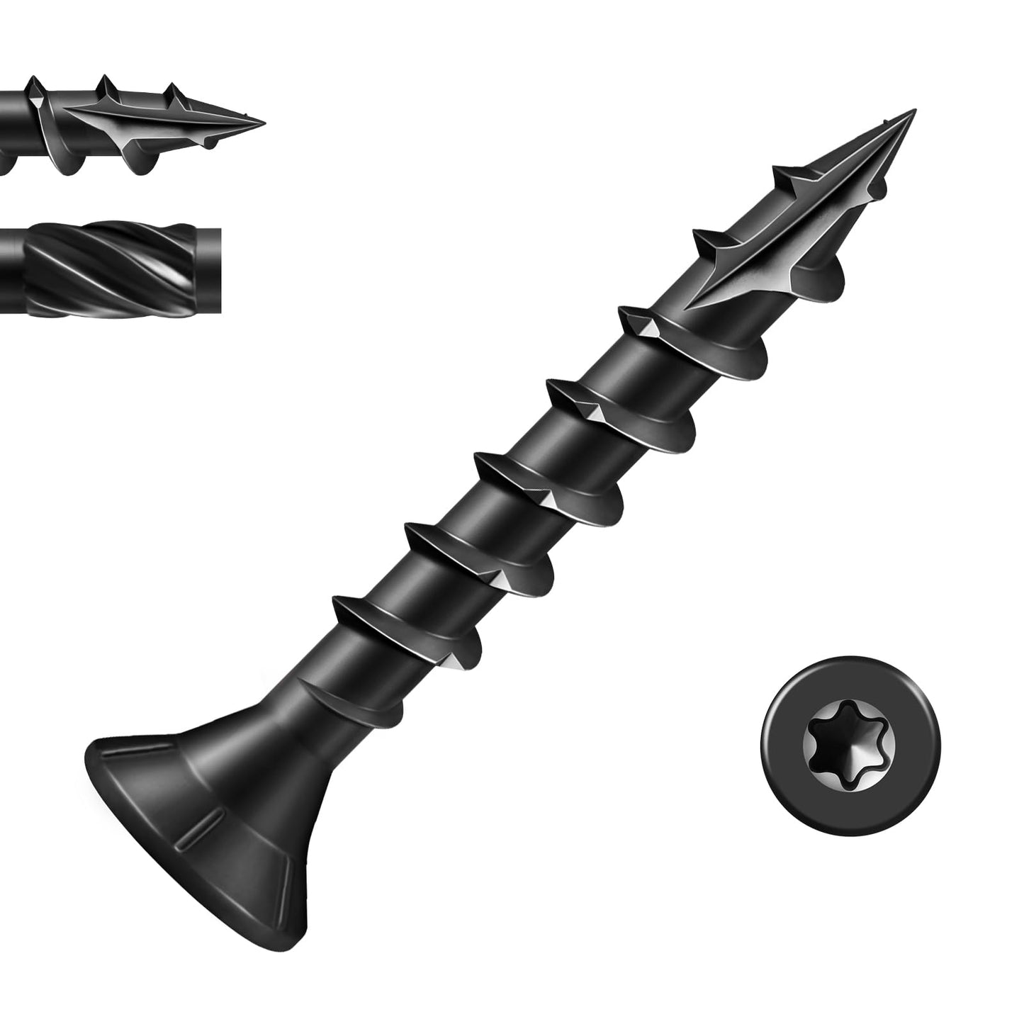 BNUOK #8 Deck Screws 1 Inch Exterior Decking Wood Screws Heavy-Duty Outdoor Torx Drive Head,Black Rust Resistant Epoxy Coated for Timber,Fence,T25 Star Bit (1Ib,199Pcs)