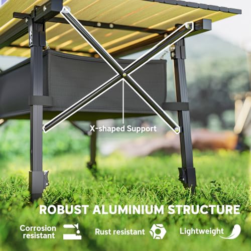 Outsunny 3ft Portable Camping Table with Storage Bag - Aluminum, Brown