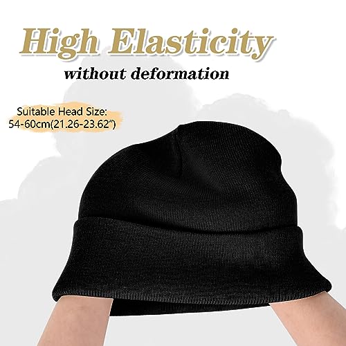 Warm Acrylic Knit Cuff Beanie Hat for Men & Women - Black