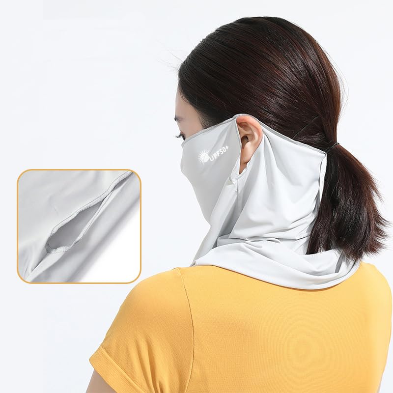 Cooling Neck Gaiter Face Mask - UV Sun Protection Scarf - Light Grey