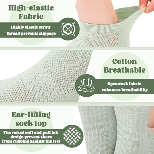 6 Pairs Women's Non-Slip Pilates Socks with Silicone Grips