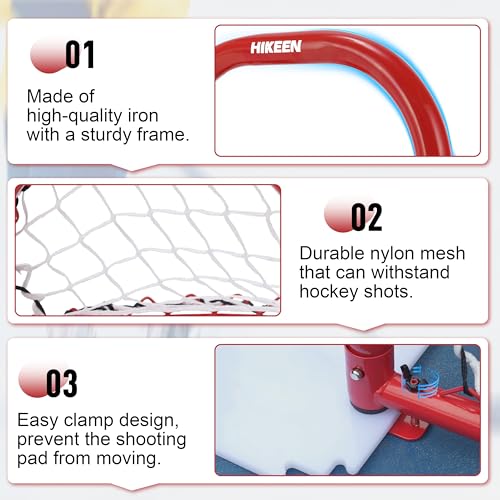 Mini Hockey Goal Set - 14x8 Inch with Durable Iron Frame & Nylon Net