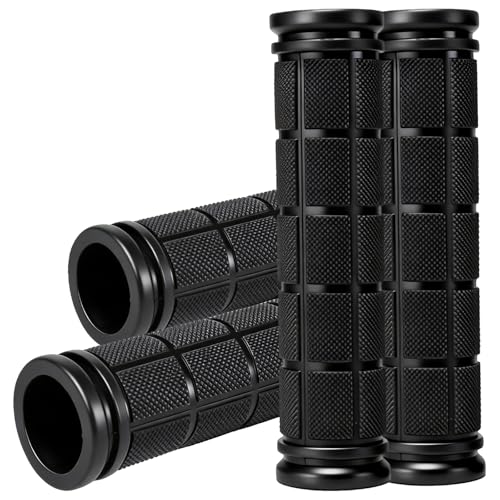 Bike Handlebar Grips Replacement - Rubber Non-Slip Grips 4 Pack - Black